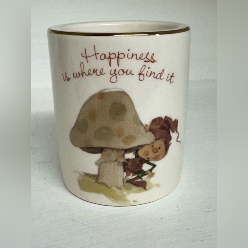 Vintage Ceramic Votive Holder “Happiness is where you find it”